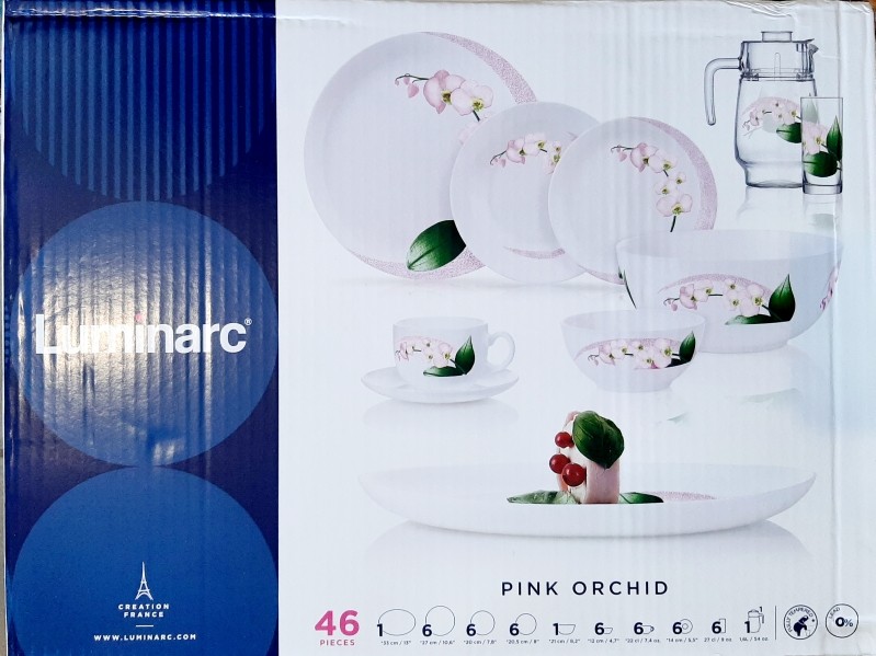 Столовый сервиз Luminarc Pink Orchid Розовая орхидея 46 предметов