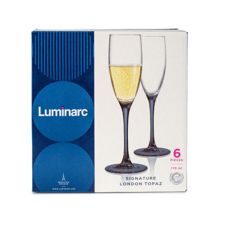 Набор бокалов для шампанского Luminarc Signature Лондон топаз 6*170 мл.